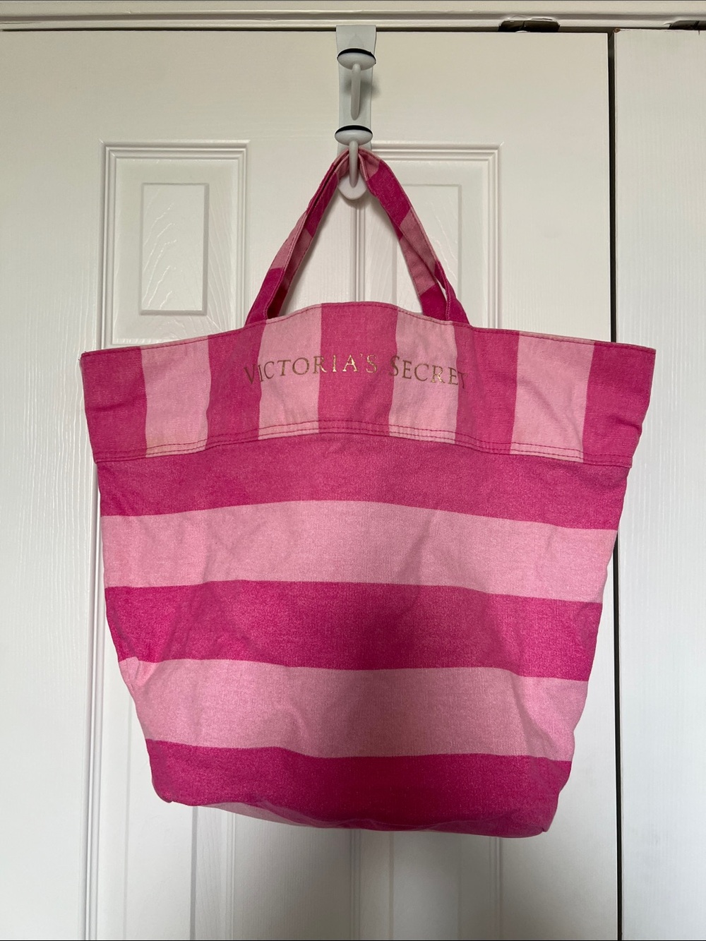 Victoria's Secret Pink Striped Canvas Tote